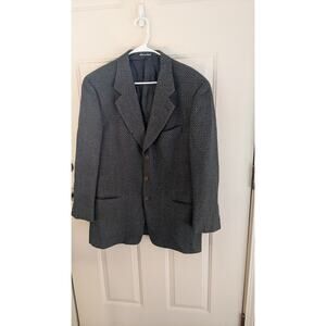 Mani by Georgio Armani Wool Made In Italy Grey Blazer, 42 R, Flaw, Herringbone
